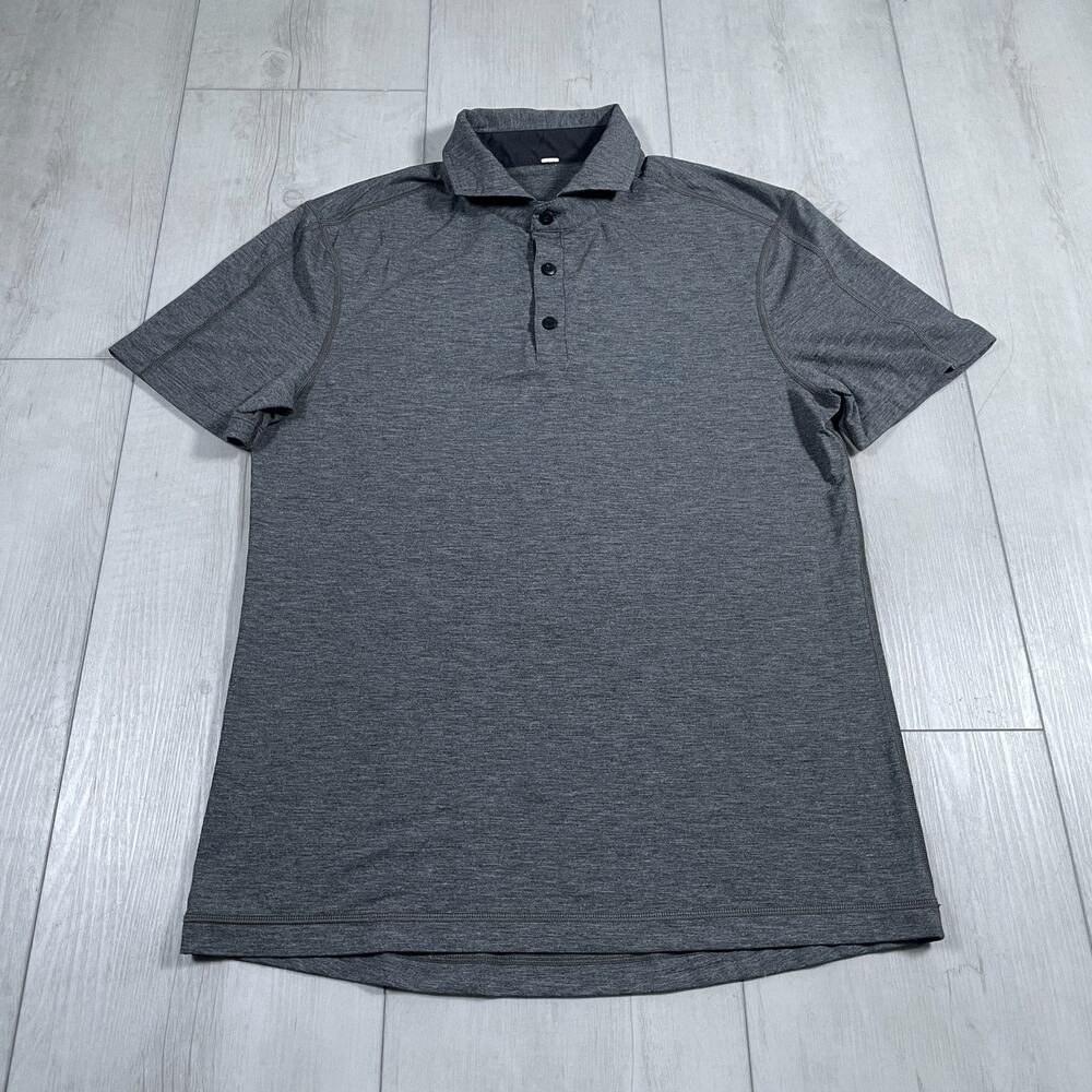 Lululemon Polo Shirt Mens Small Gray Heather Grey Golf Stretchy Performance
